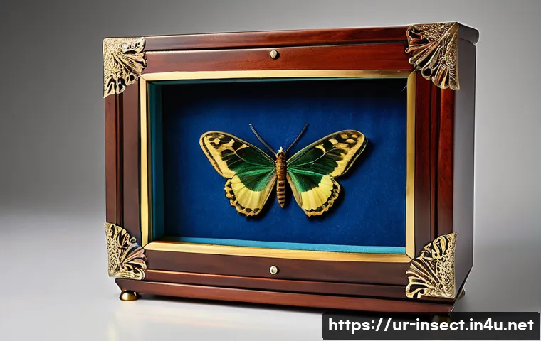 곤충 표본 전시 박스 - **Prompt for Wooden Display Box:**
"A highly detailed, elegant entomology display box, crafted f...