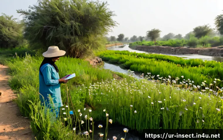 곤충 서식지 관련 법률 - Photorealistic environmental law inspection in a protected insect habitat in rural Pakistan, a Pakis...